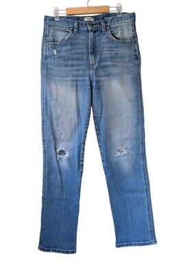 Wrangler Heritage Fit Mid Rise Slim Leg Distressed Jeans